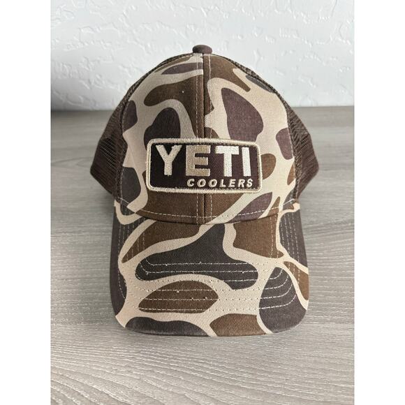 Yeti Colors Men's Desert Camo Trucker Snapback Hat-Brown Tan EUC - Picture 1 of 3